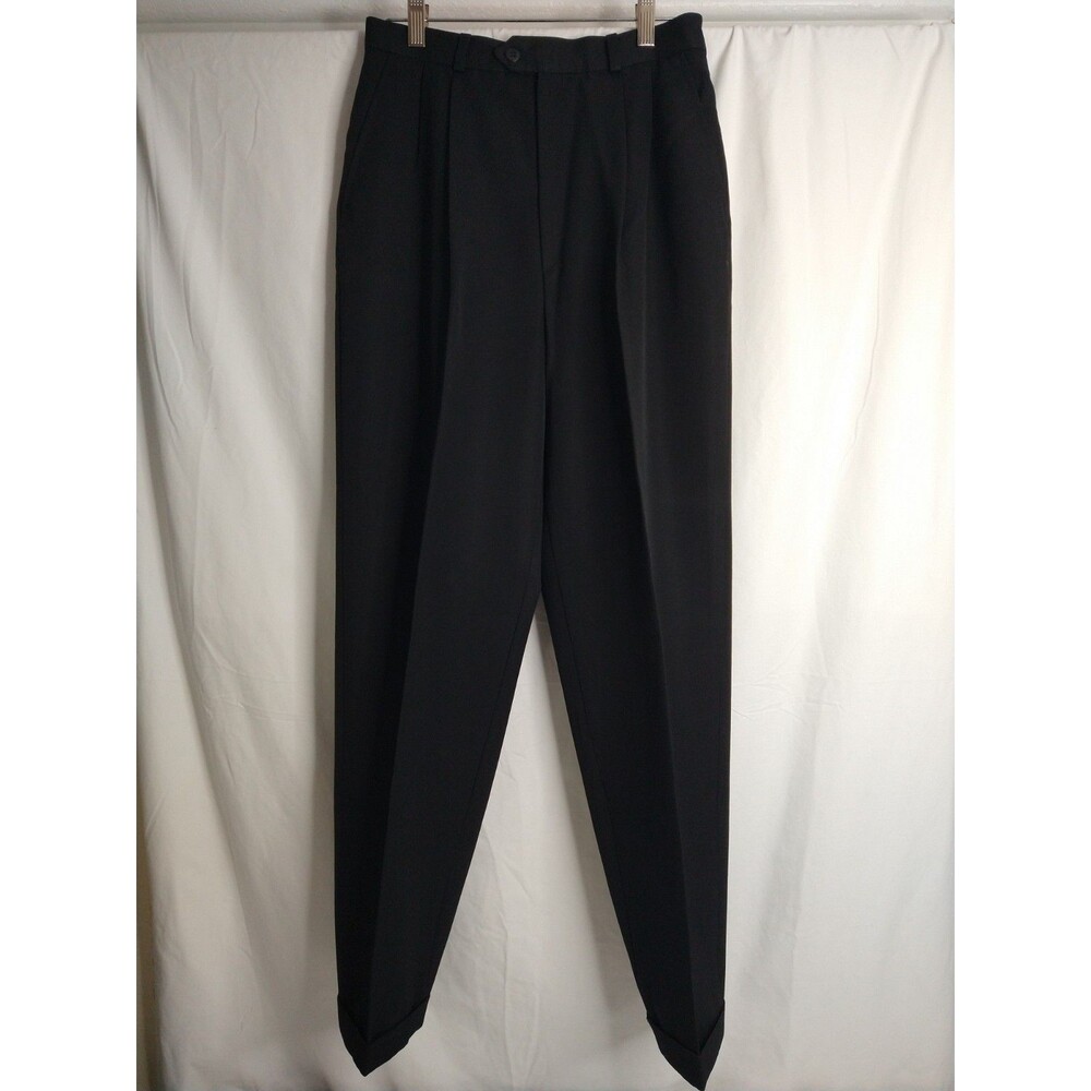 VTG Crazy Horse high rise wool pants sz 11/12 Italy tapered leg black pleated